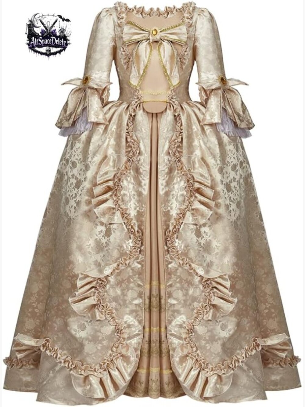 Victorian Marie Antoinette Ball Gown, Brocade Satin, Floor Length, Sweetheart